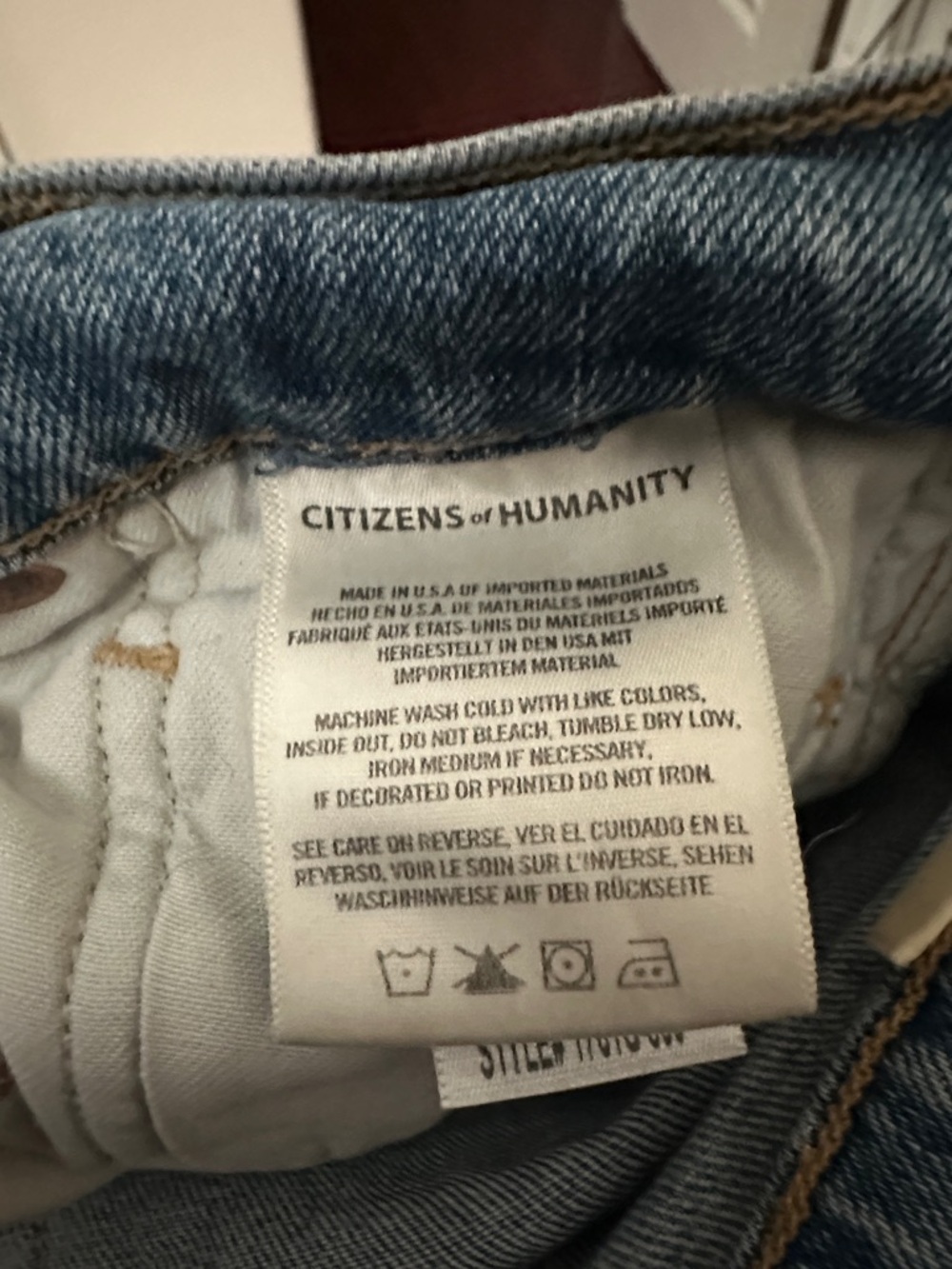 Citizens Of Humanity Distressed Denim Cropped Flare Jeans Pink Floral Side Trim - Picture 14 of 15